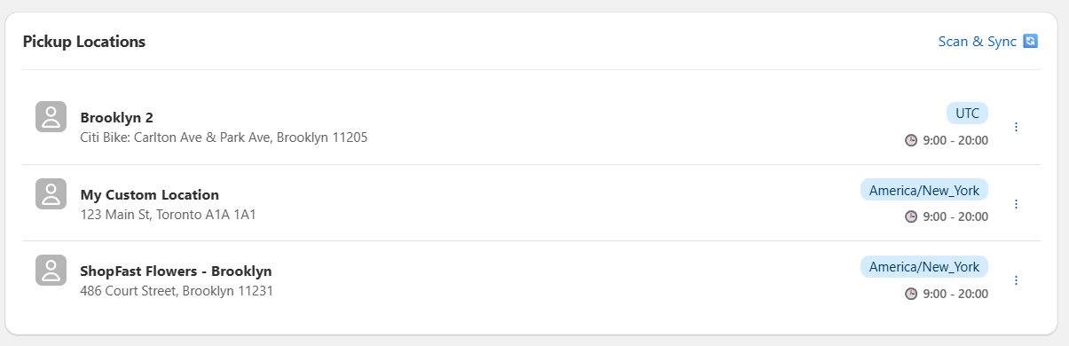 Multiple Shopify pickup locations